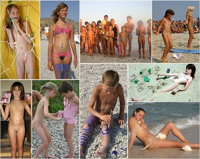 Nudists holiday gallery - Young child gets painted [ヌーディズムコレクション]